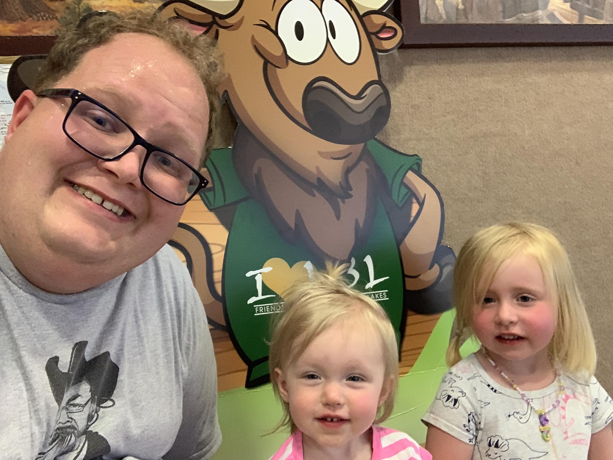Griffith with his daughters Kay and Em.